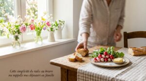 Cette simplicité du radis au beurre me rappelle mes déjeuners en famille