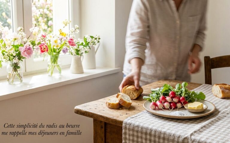 Cette simplicité du radis au beurre me rappelle mes déjeuners en famille