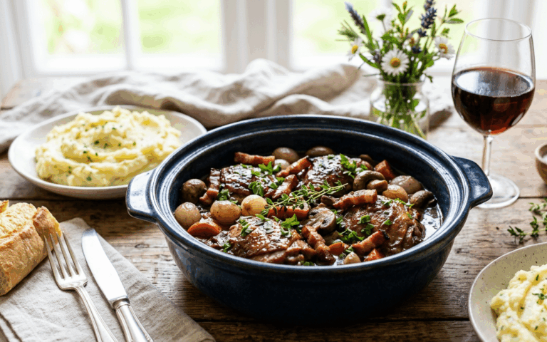 Depuis que je prépare ce coq au vin printanier, toute la famille en redemande chaque dimanche