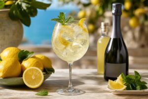 Spritz limoncello avec prosecco, citron et glaçons